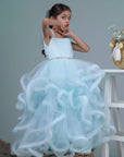 Sky Blue Ruffled Ball Gown