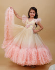 Ombre Peach with beige fluffy Frock