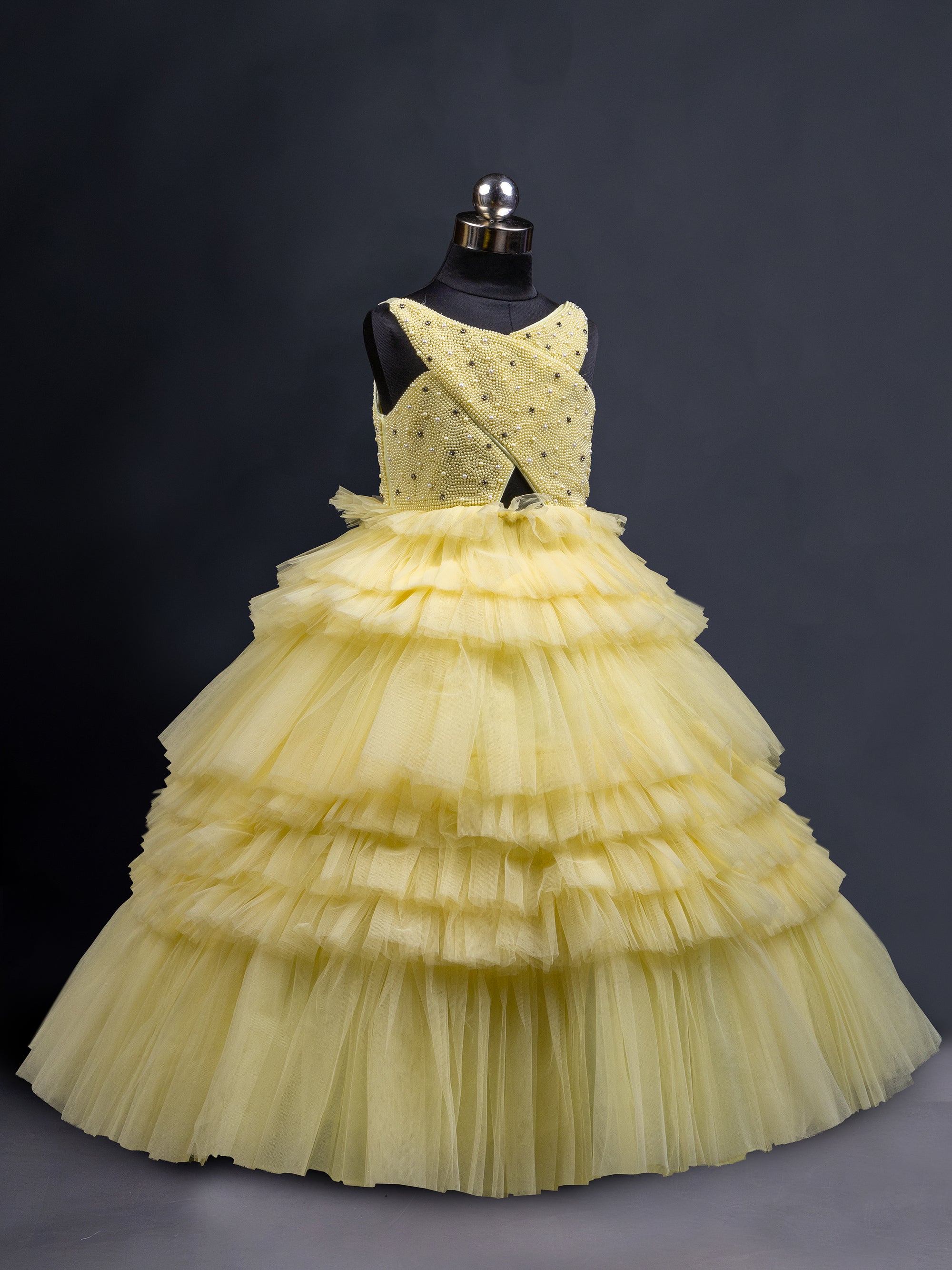 Lemon yellow Full Flared Gown