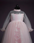 Baby Pink Ball Gown Dress With High Neck