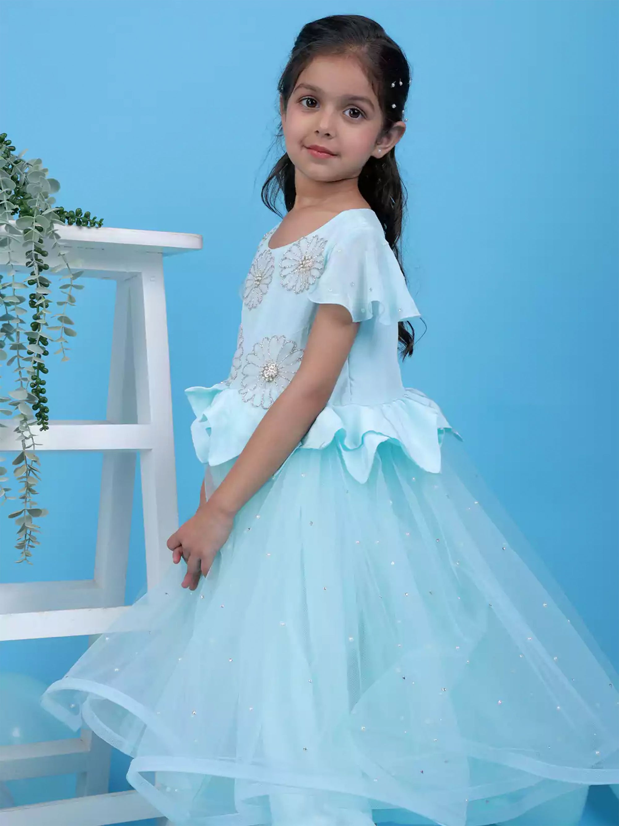 Sky Blue Party Frock Dress