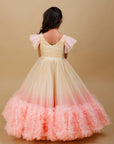 Ombre Peach with beige fluffy Frock