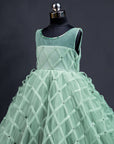 Turquoise Frilled Party Wear Gown