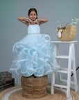 Sky Blue Ruffled Ball Gown