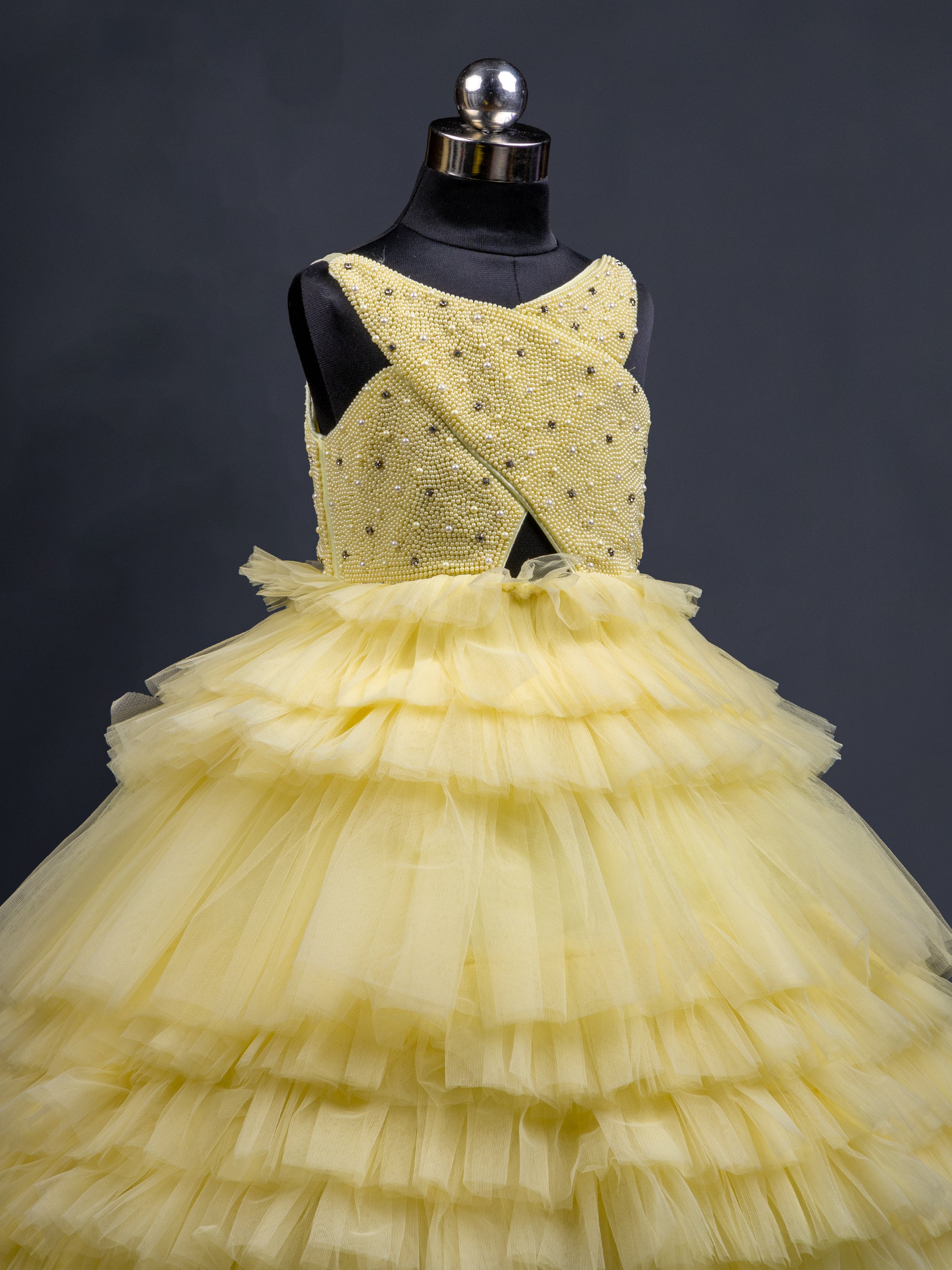 Lemon yellow Full Flared Gown