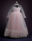 Baby Pink Ball Gown Dress With High Neck