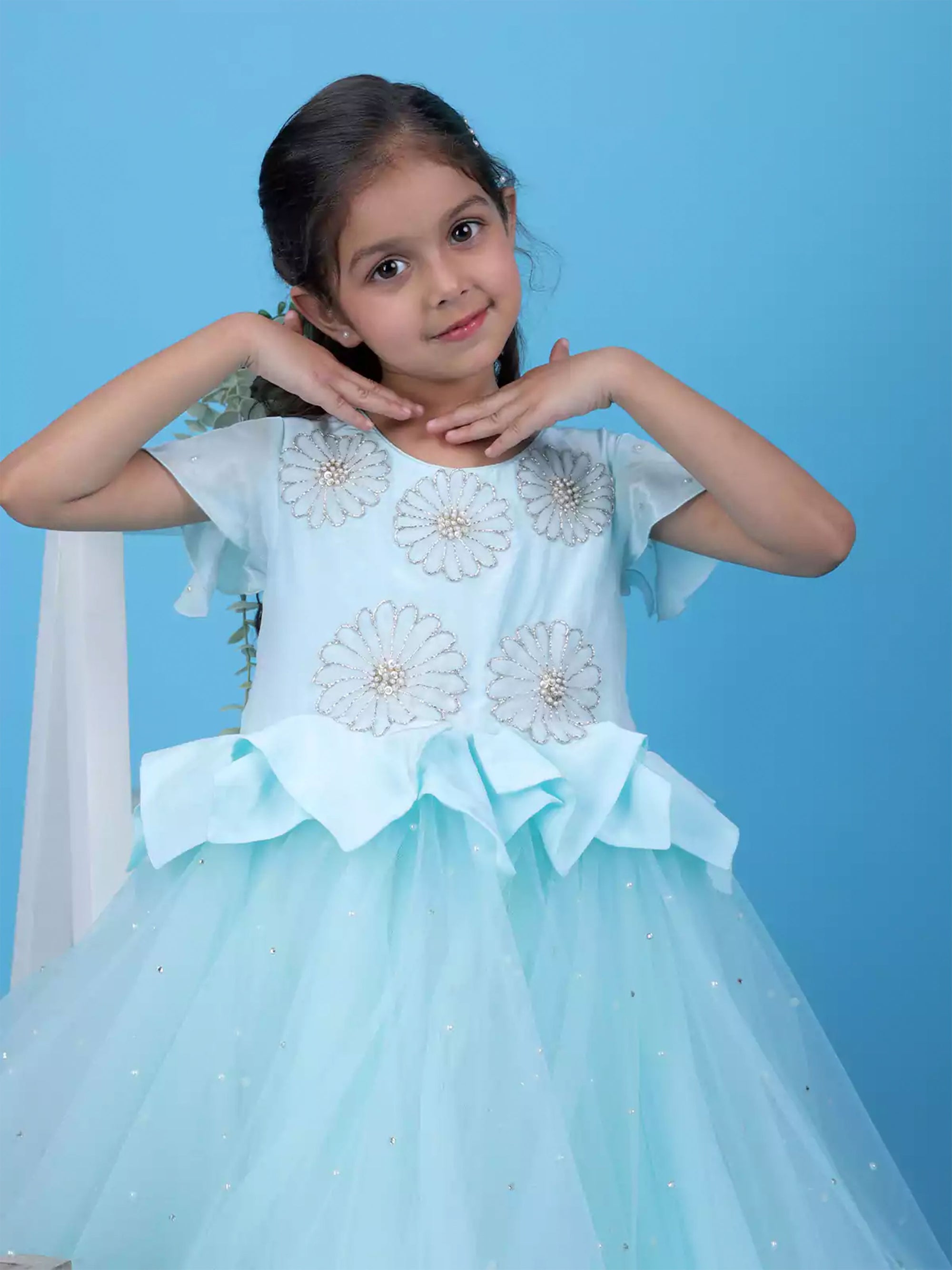 Sky Blue Party Frock Dress