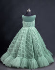 Turquoise Frilled Party Wear Gown