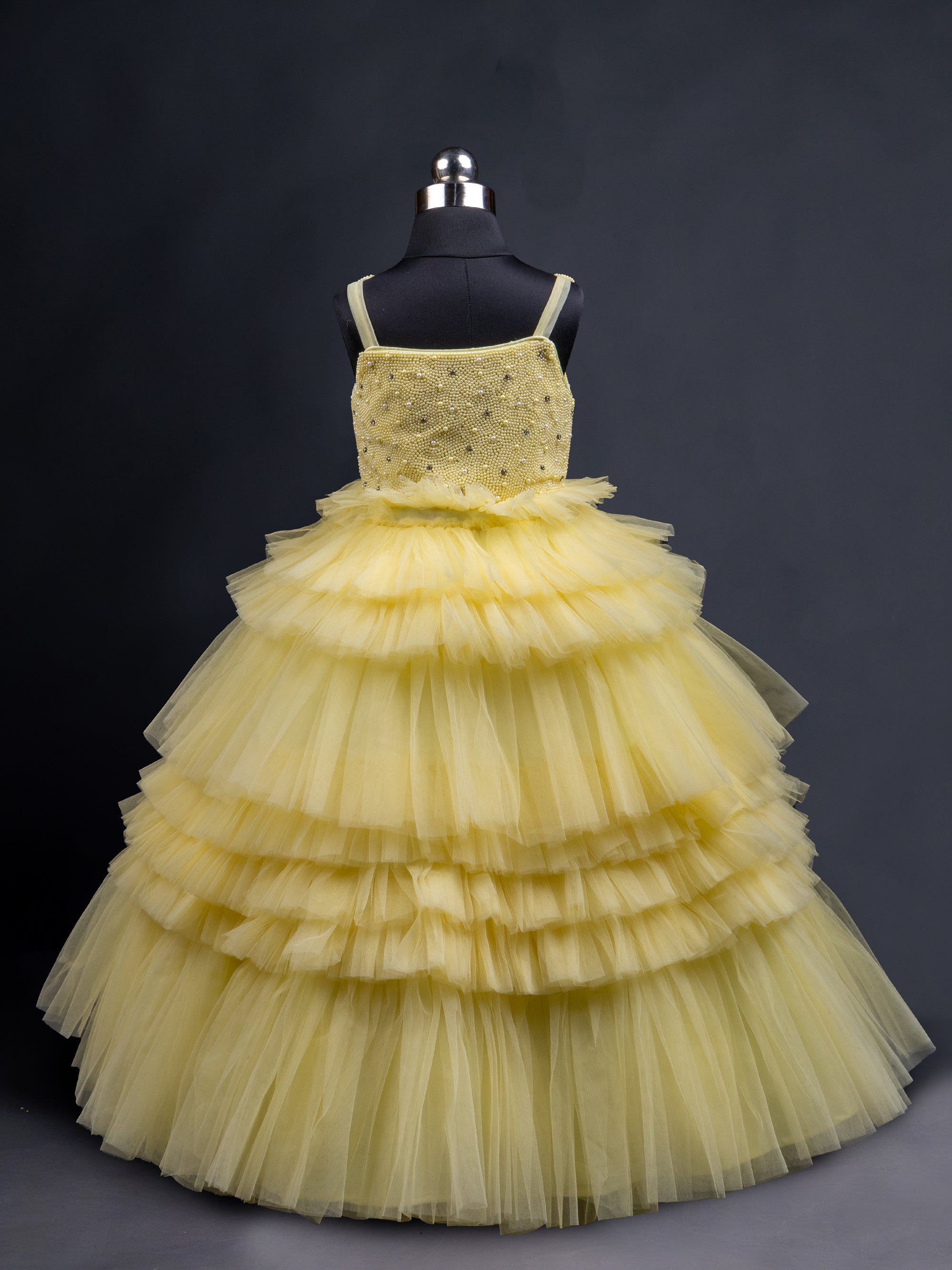 Lemon yellow Full Flared Gown