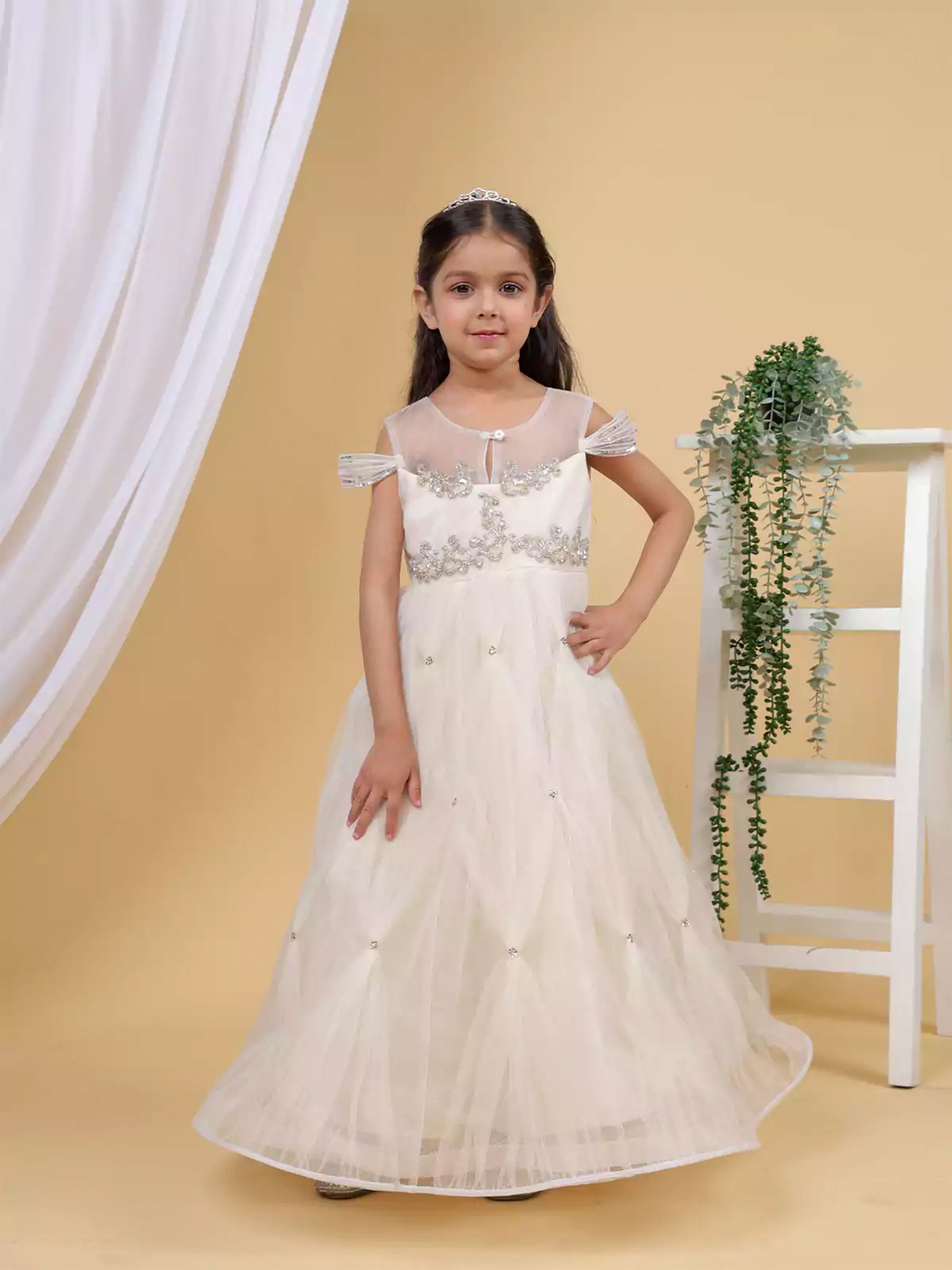 Off White Princess Net Gown