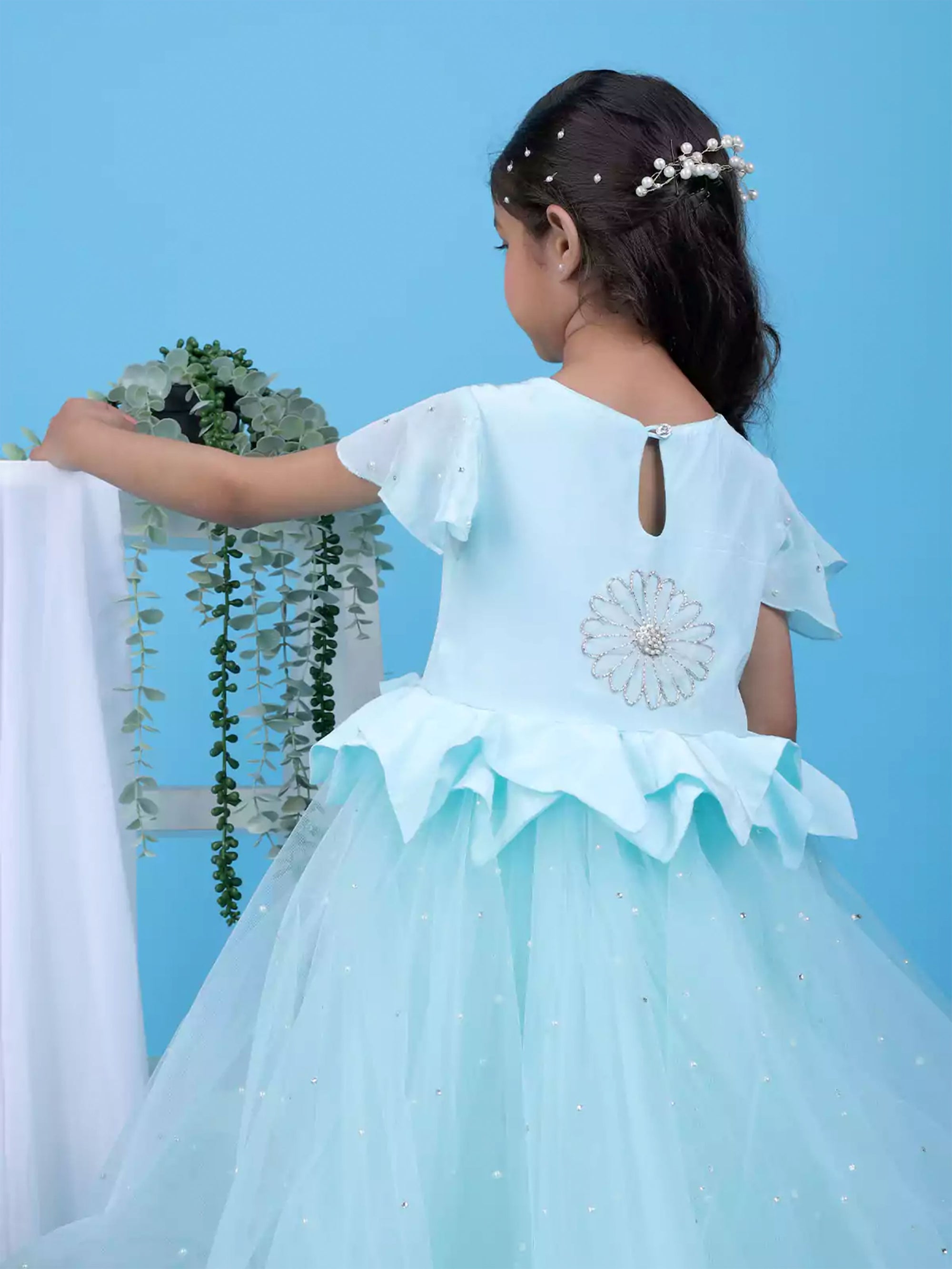 Sky Blue Party Frock Dress