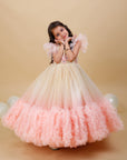 Ombre Peach with beige fluffy Frock