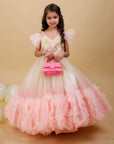 Ombre Peach with beige fluffy Frock