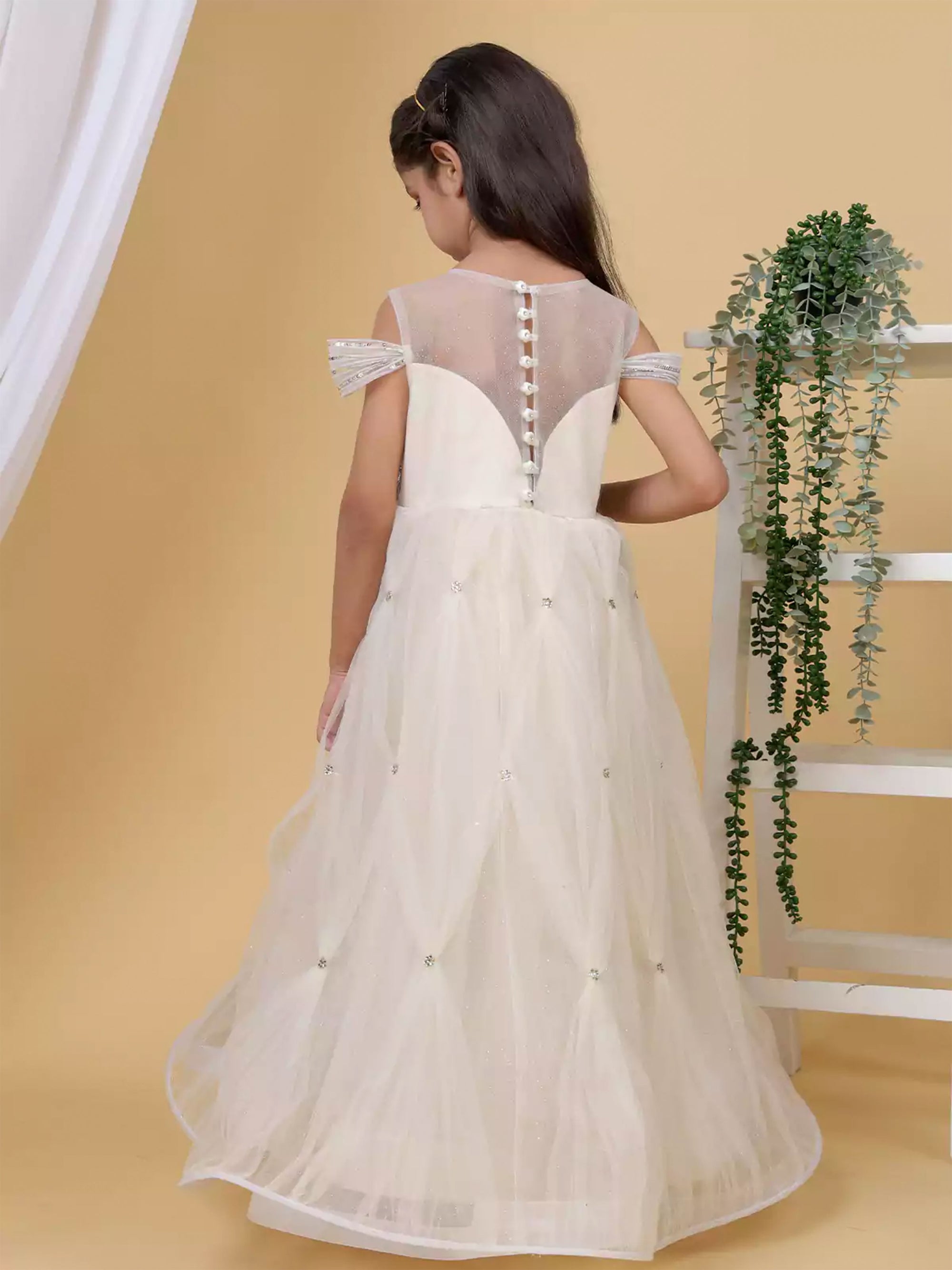 Off White Princess Net Gown