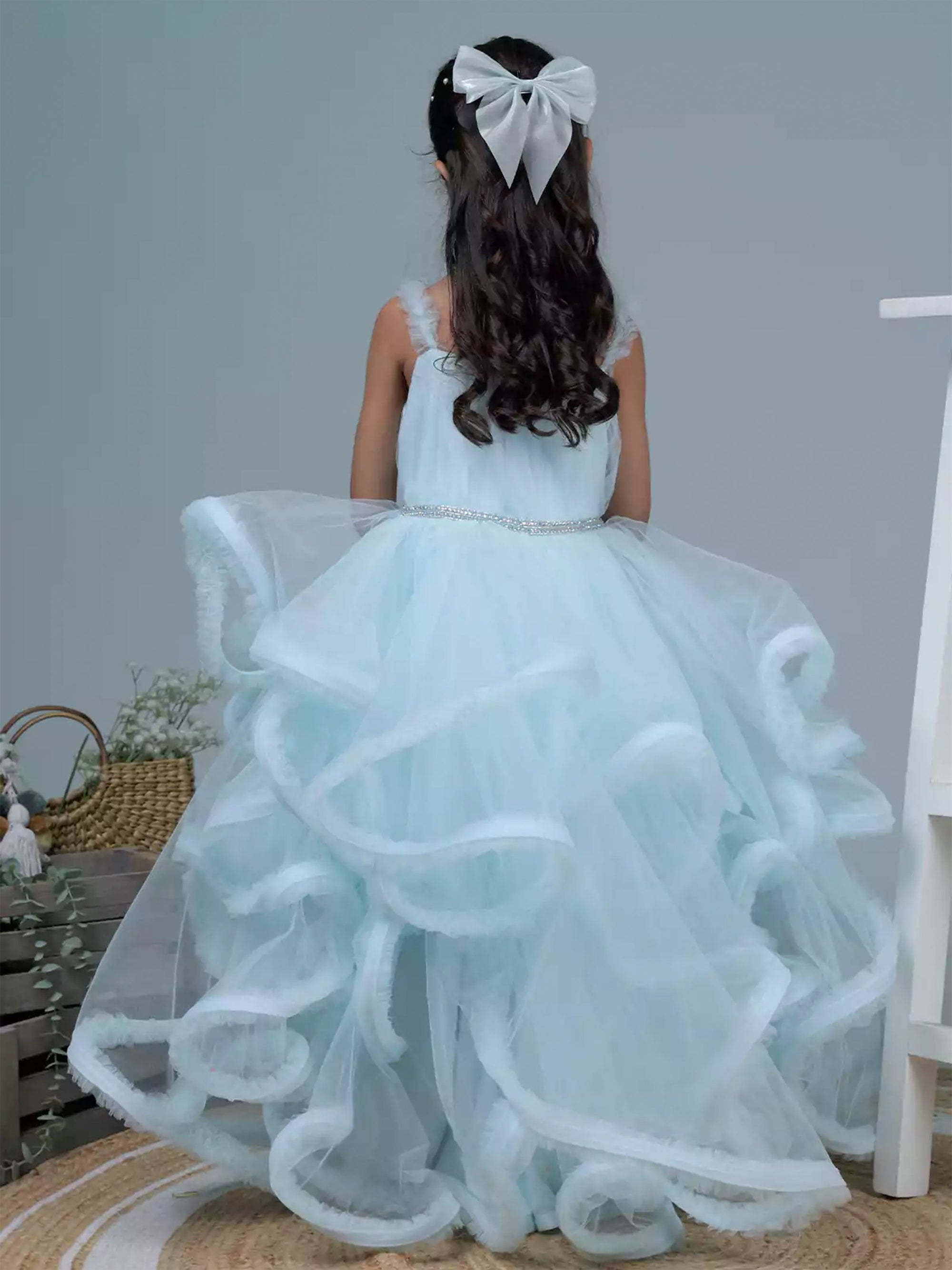 Sky Blue Ruffled Ball Gown