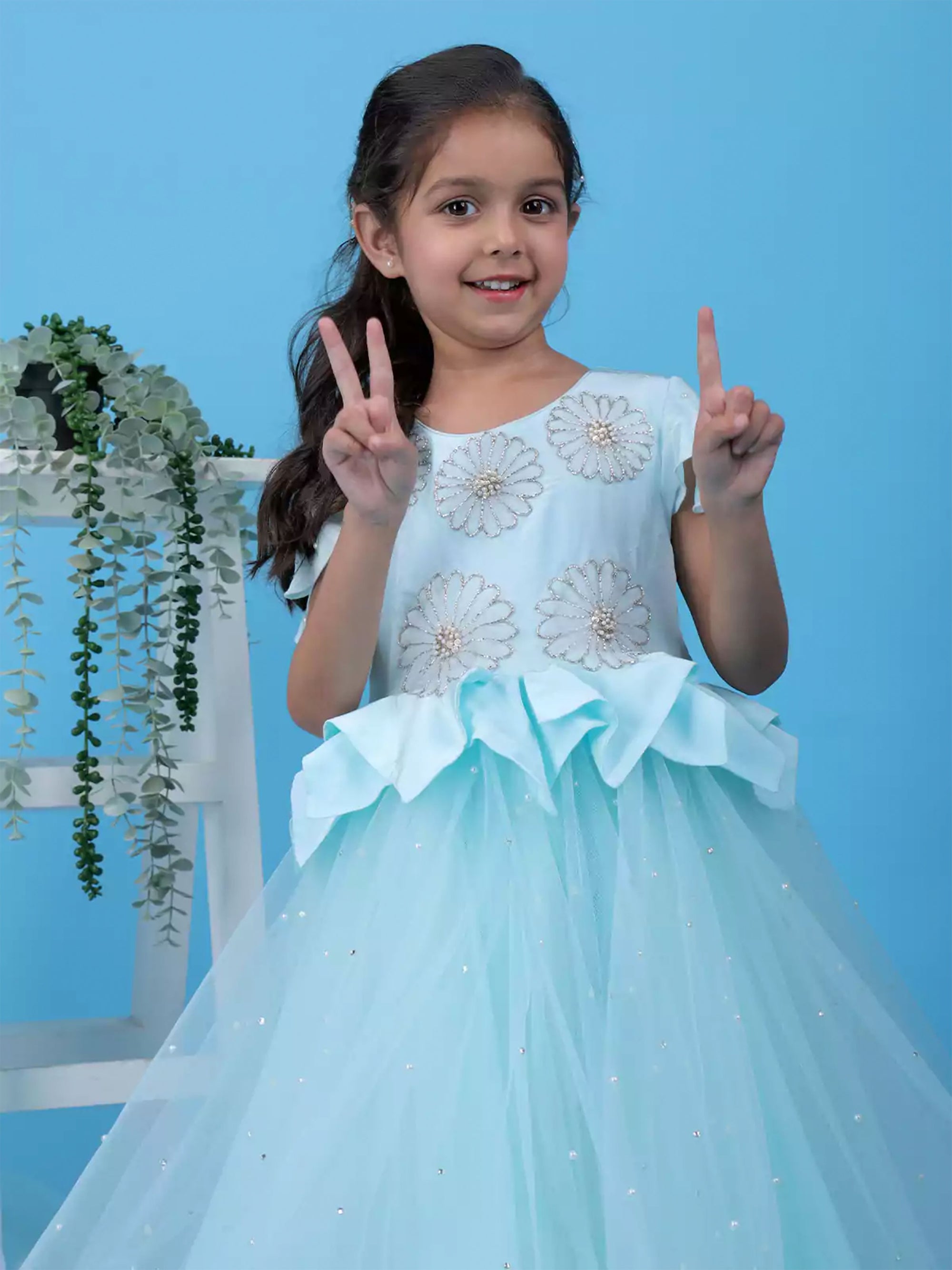 Sky Blue Party Frock Dress