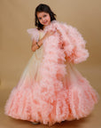 Ombre Peach with beige fluffy Frock