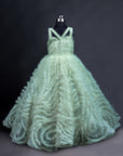 Sea Green Asymmetrical Frilled Frock