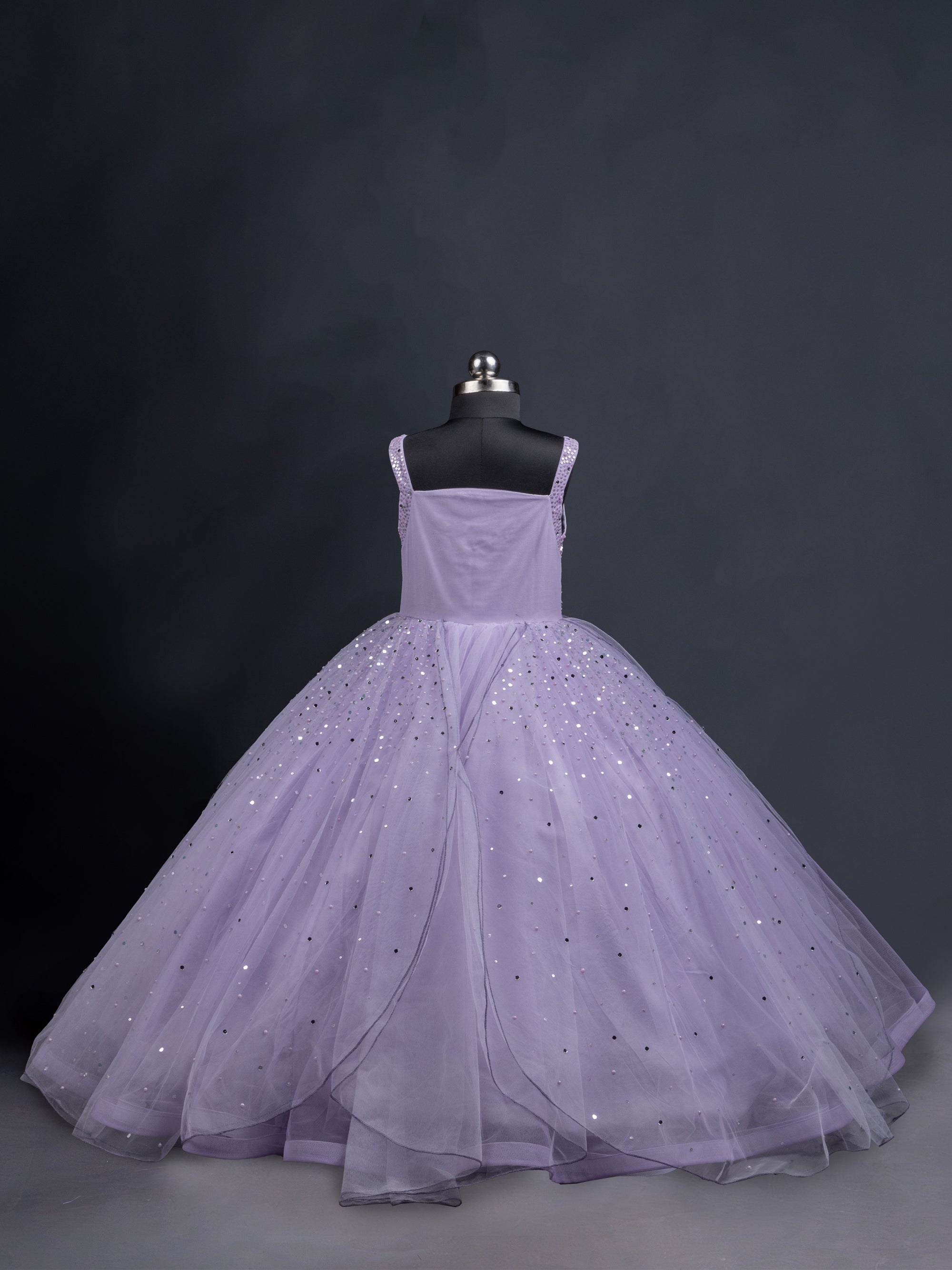 Lavish Purple Round step princess gown