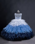 Dual Blue Shade Party Wear Gown