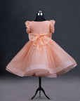 Peach Full Flared Party Wear Frock