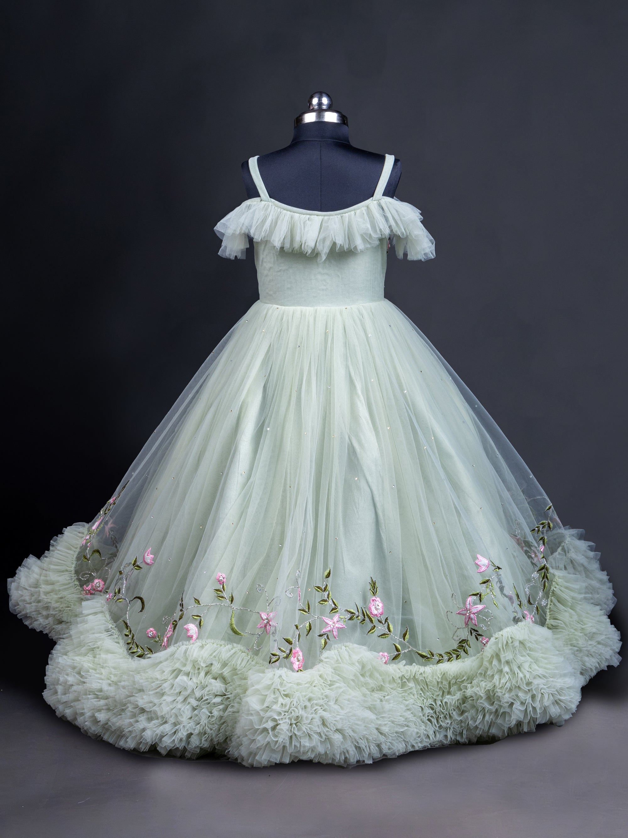 Dry Pista Color Frilled Gown