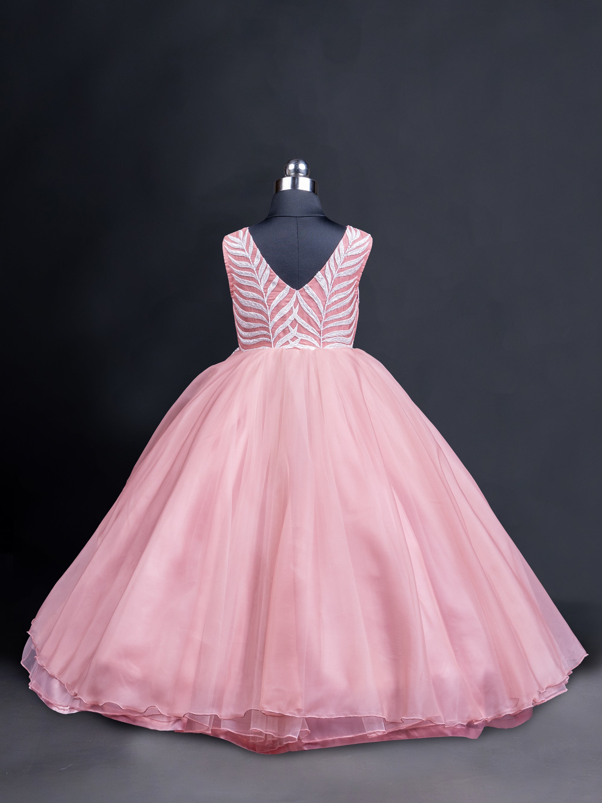 Punch Pink V neck Party wear Gown