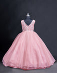 Punch Pink V neck Party wear Gown