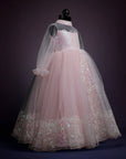 Baby Pink Ball Gown Dress With High Neck