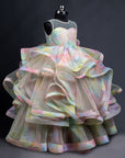 Rainbow Color Flared Gown