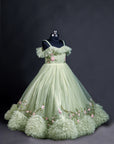 Dry Pista Color Frilled Gown