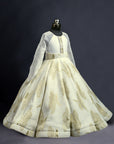 White Halter neck full sleeve Ball Gown