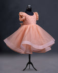 Peach Full Flared Party Wear Frock