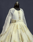 White Halter neck full sleeve Ball Gown