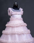 Baby Pink Party wear Layered Frock