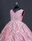 Punch Pink V neck Party wear Gown