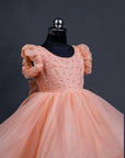 Peach Full Flared Party Wear Frock